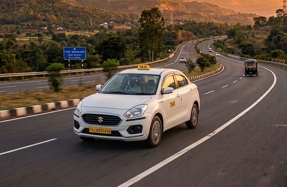 Sedan cab — Swift Dzire or Toyota Etios for comfortable travel